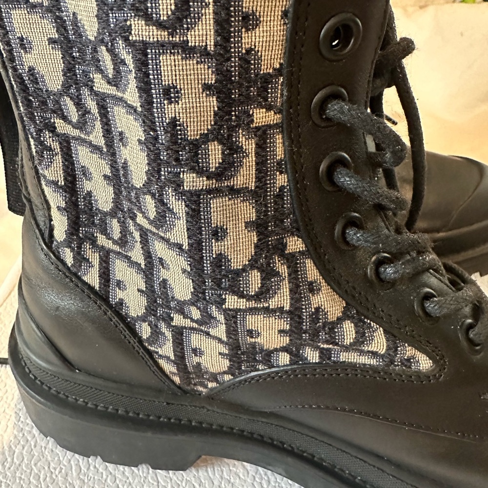 Christian Dior Black leather Explorer signature Women's Combat Boots NIB - Picture 8 of 12